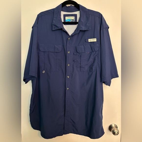 Magellan Fish‎ Gear Mens Blue Vented Button Front Outdoor Shirt Sz XL-T Wicking - Picture 1 of 16